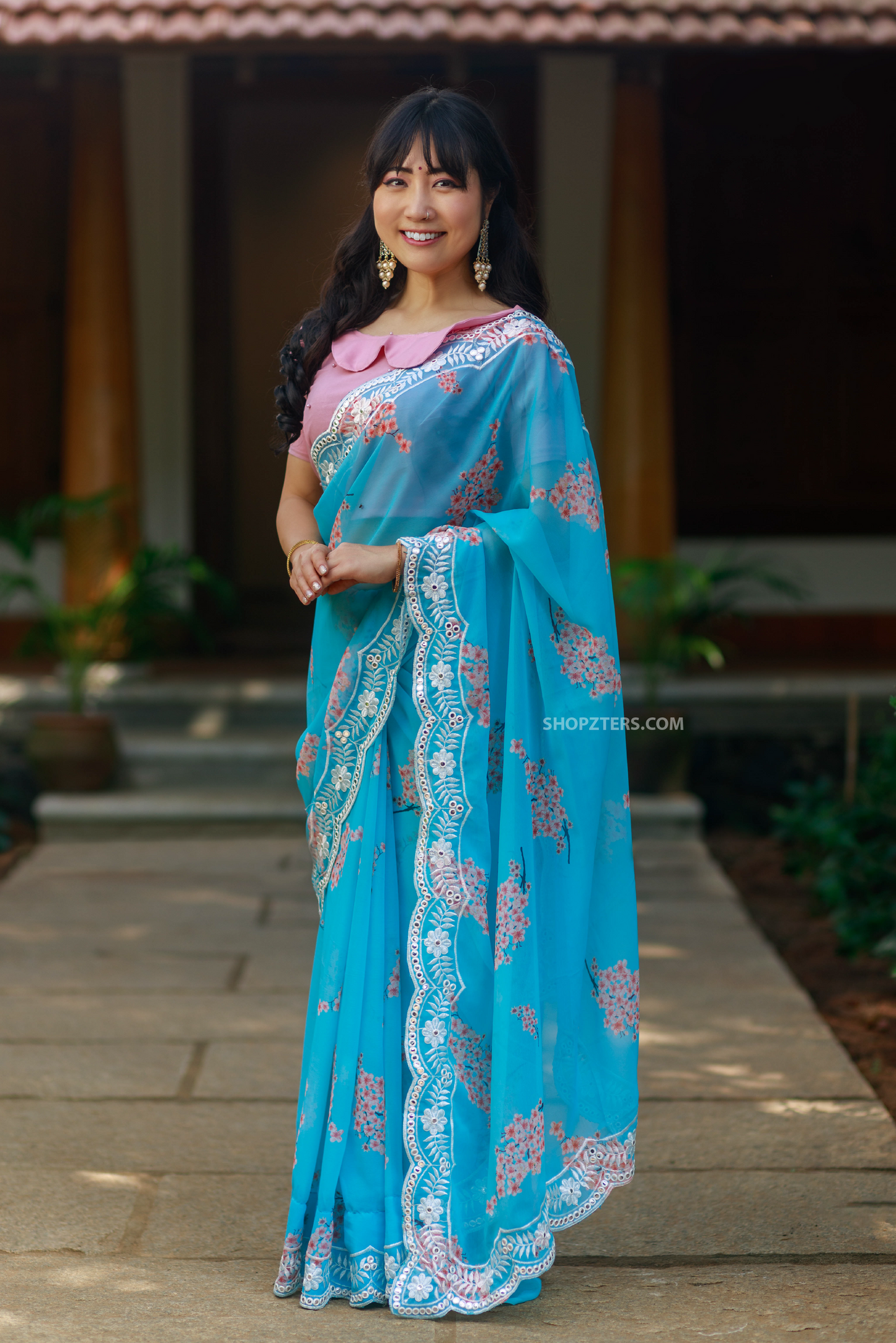 Blue Sitaramam Floral Saree
