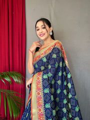 Katchi Patola Silk Saree With Meenakari Border