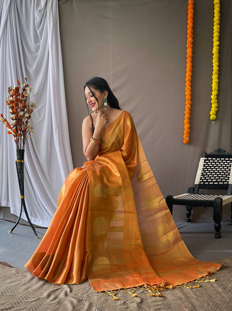 Tissue Silk Sarees with Zari Weaving