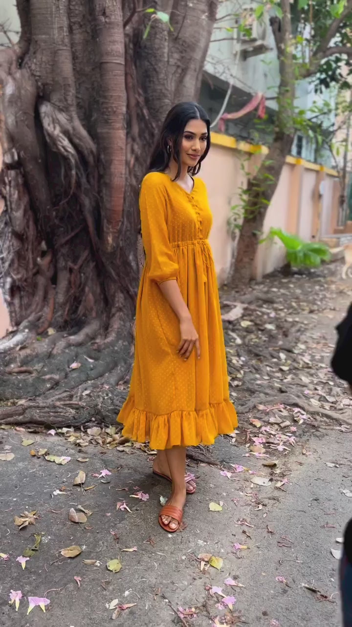 The Cutest Yellow Midi Dress for Spring - A Good Hue