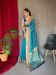 Katchi Patola Silk Saree With Meenakari Border