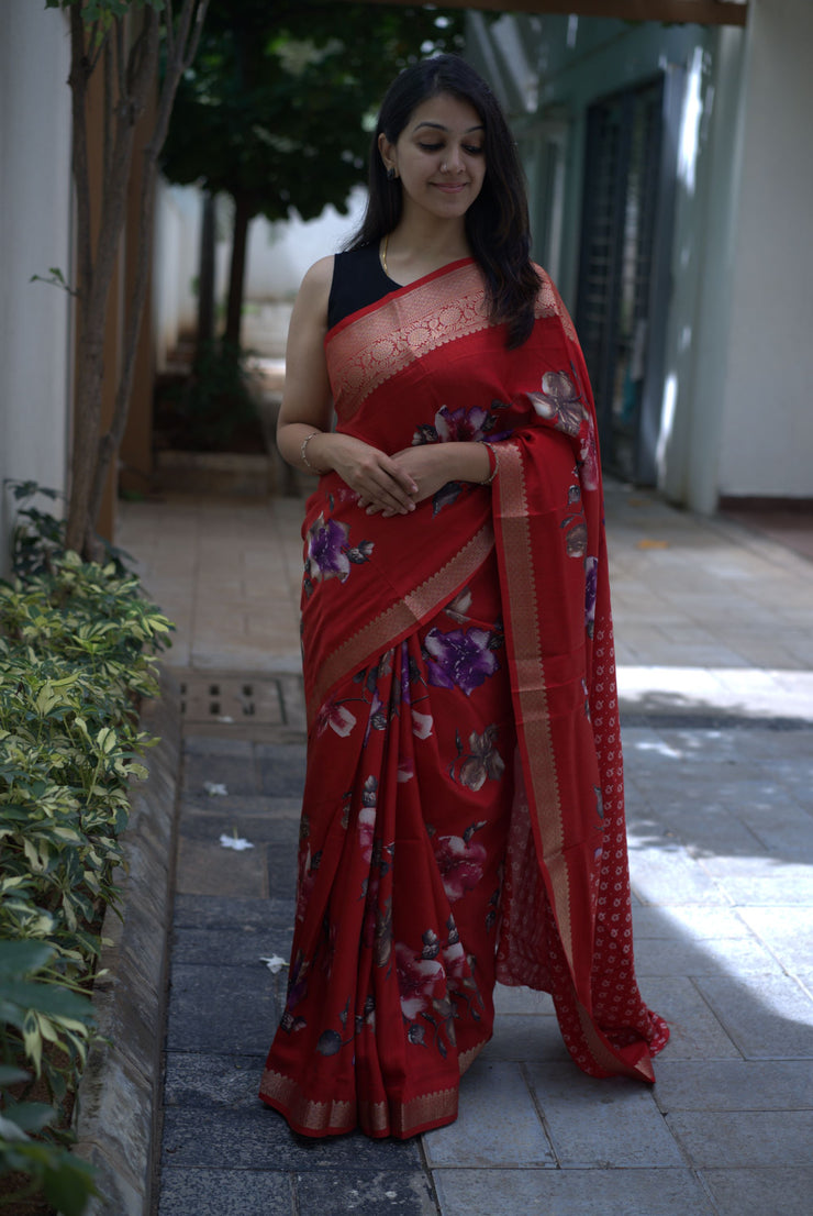 Elegant  Soft And Light Floral Saree