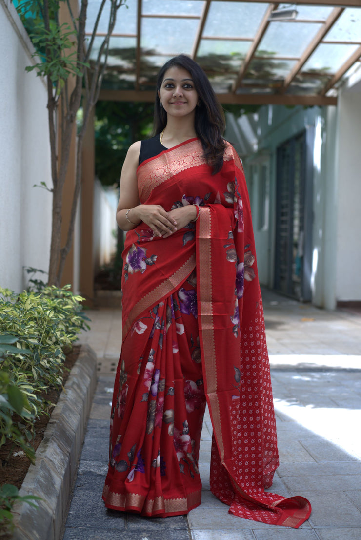 Elegant  Soft And Light Floral Saree