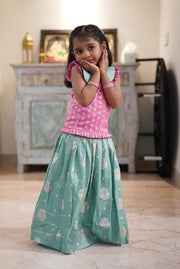 Teal blue mini lehenga skirt