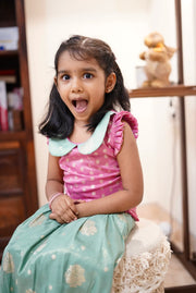 Teal blue mini lehenga skirt