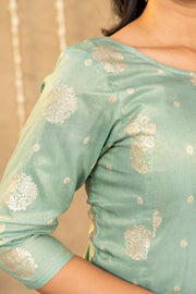 Sea Green - Pink  Brocade Kurta Set