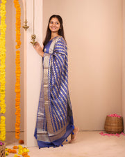 Sharmika Blue Semi Banarasi Suit Set