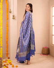 Sharmika Blue Semi Banarasi Suit Set