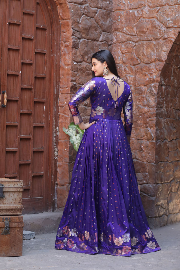 Copper & Gold Zari Weaving Violet gown