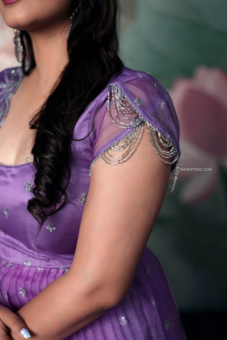 Lilac Organza Anarkali Dress with Net Dupatta