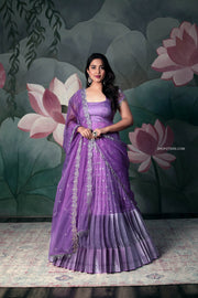 Lilac Organza Anarkali Dress with Net Dupatta