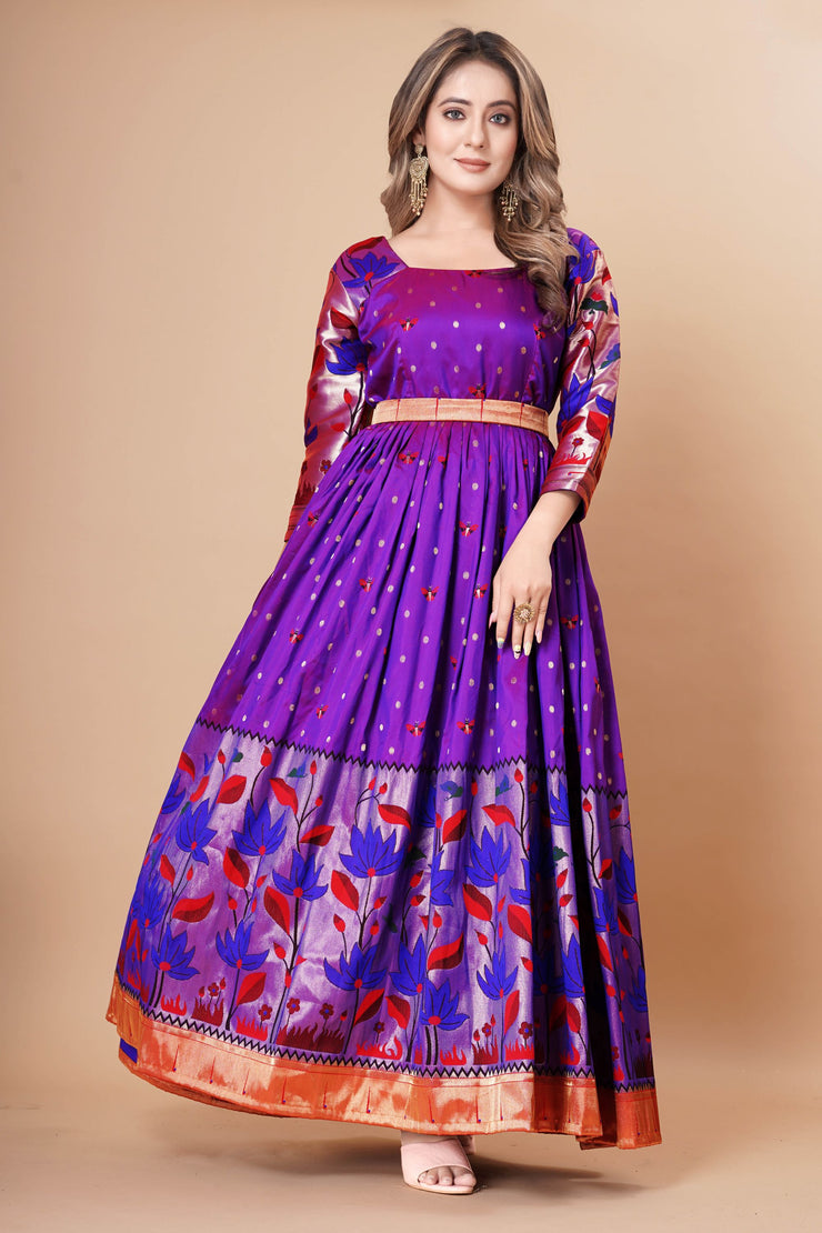 Soft Silk  Banarasi Zari Traditional Titli Gown