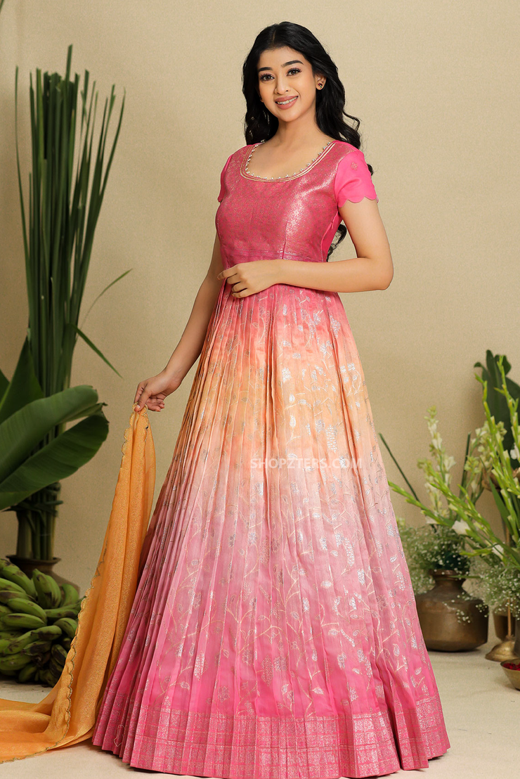 Blush Pink Aashvi Zari Silk Dress