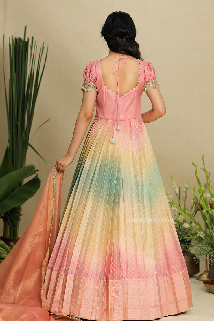 Catherine Dress in Pure Silk Crepe with Magical Unicorn Shades