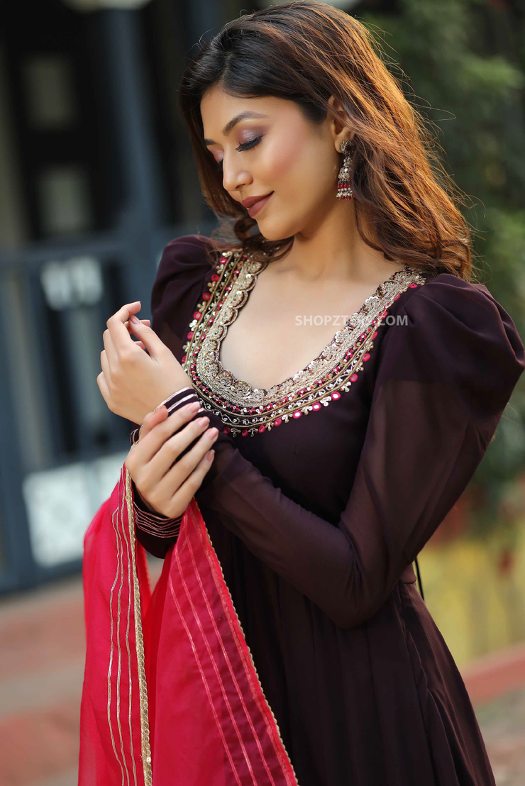 Elegant Sequin-Embellished Anarkali