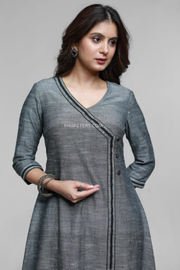 Grey pure handloom cotton kurta
