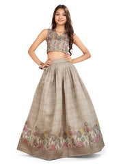 Kids Grey Silk blend Lehenga