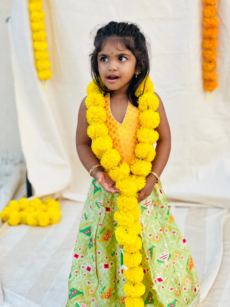 Yellow and green silk skirt
