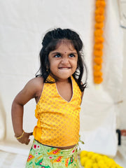 Yellow and green silk skirt