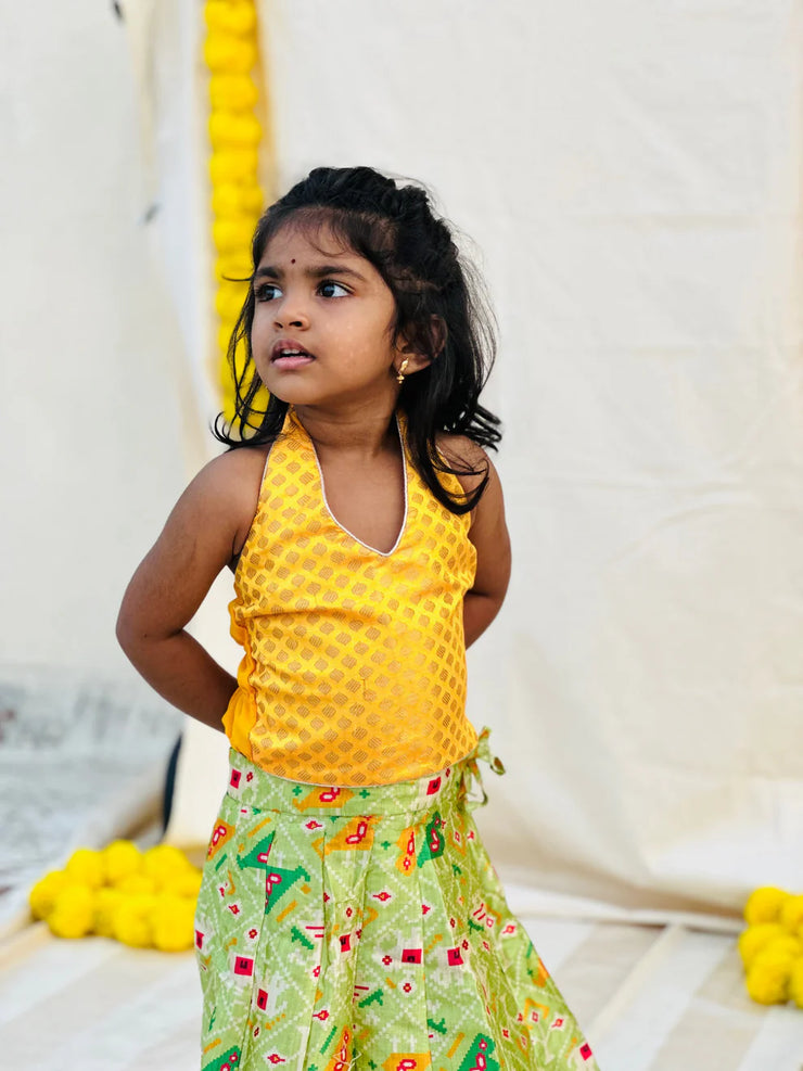 Yellow and green silk skirt