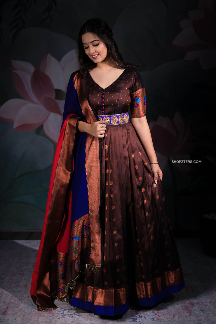 Buy Lakshya Paithani gown at Rs. 1349 online from Fab Funda gowns : YNF-5303