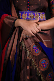 Copper Brown Paithani Silk Anarkali Dress