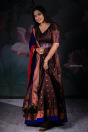 Copper Brown Paithani Silk Anarkali Dress