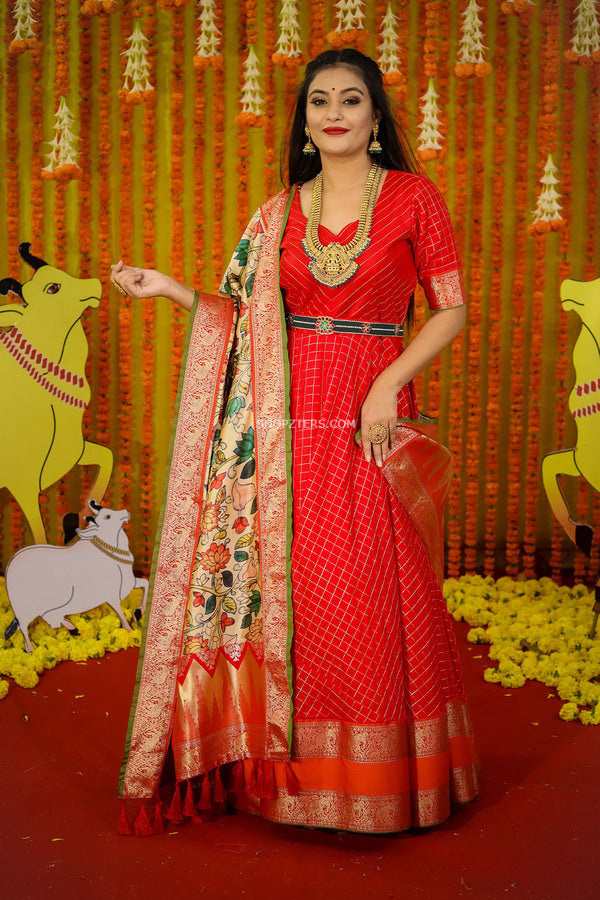 Banarasi Silk Kalamkari pattu dress – shakthistyles