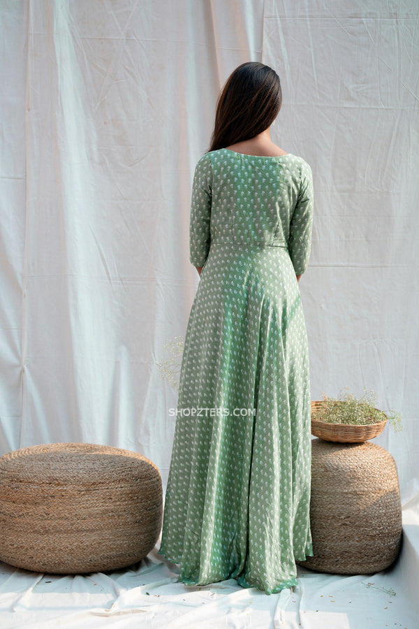 Light Green Muslin Silk Dress