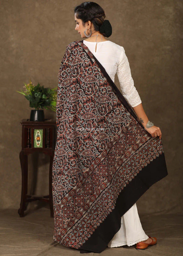 Black Ajrakh Dupatta