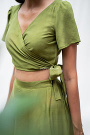 Kiwi Green Croptop and Skirt Set