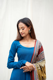 Blue Maxi Dress With Soft Silk Dupatta