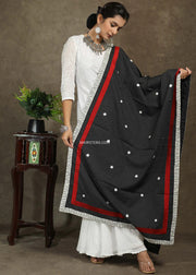 Black Dupatta With Delicate Embroidery