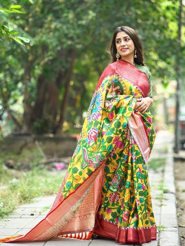 Pure Soft Silk Saree with Kalamkari Prints