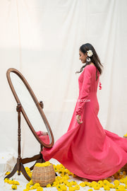Candy Pink Summer Dress - With Muslin Silk Dupatta