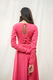 Candy Pink Summer Dress With Bamboo silk Dupatta