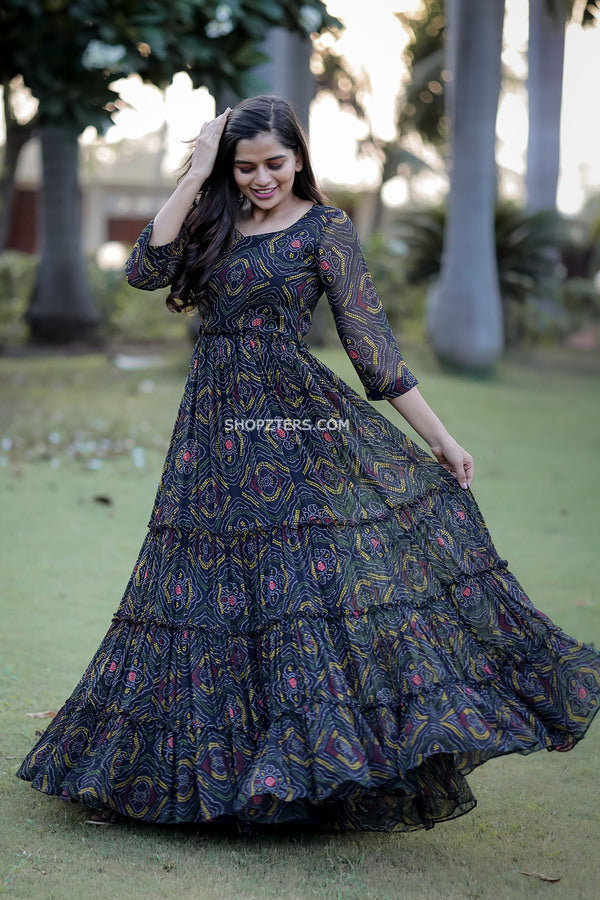 Buy Indya Department74 Fit and Flare Regular Length Green Bandhani Print  Cotton Dress with Belt (Set of 2) (ITN04918 S) at Amazon.in