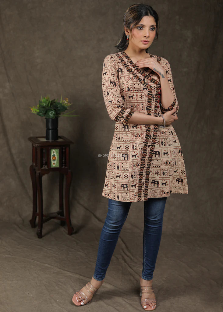 Beige Animal Print Tunic