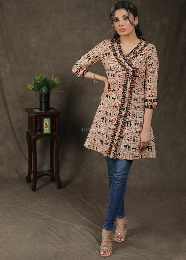 Beige Animal Print Tunic