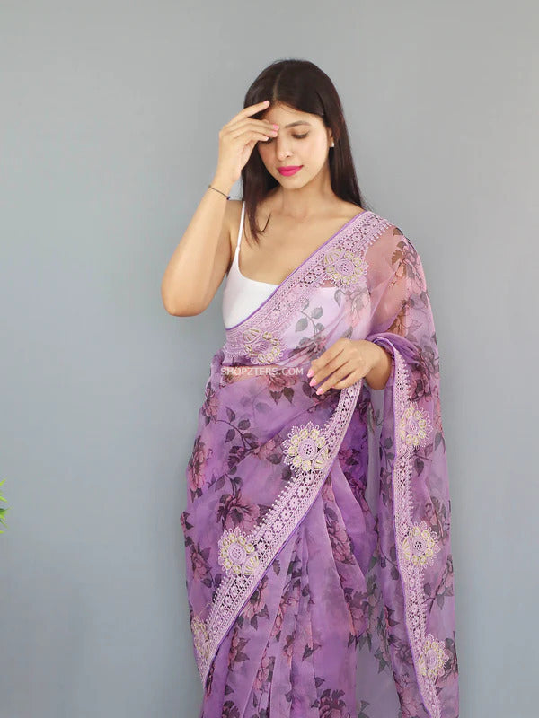 Organza Digital Floral Printed Saree