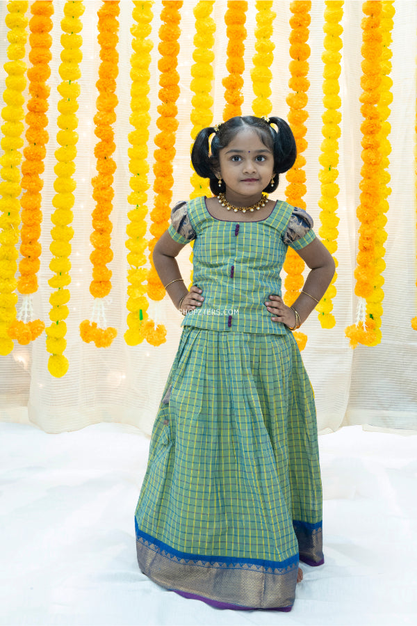 Light Teal Blue Cotton Skirt & Top