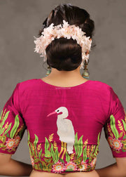 Magenta Blouse With Quirky Seagull Embroidery