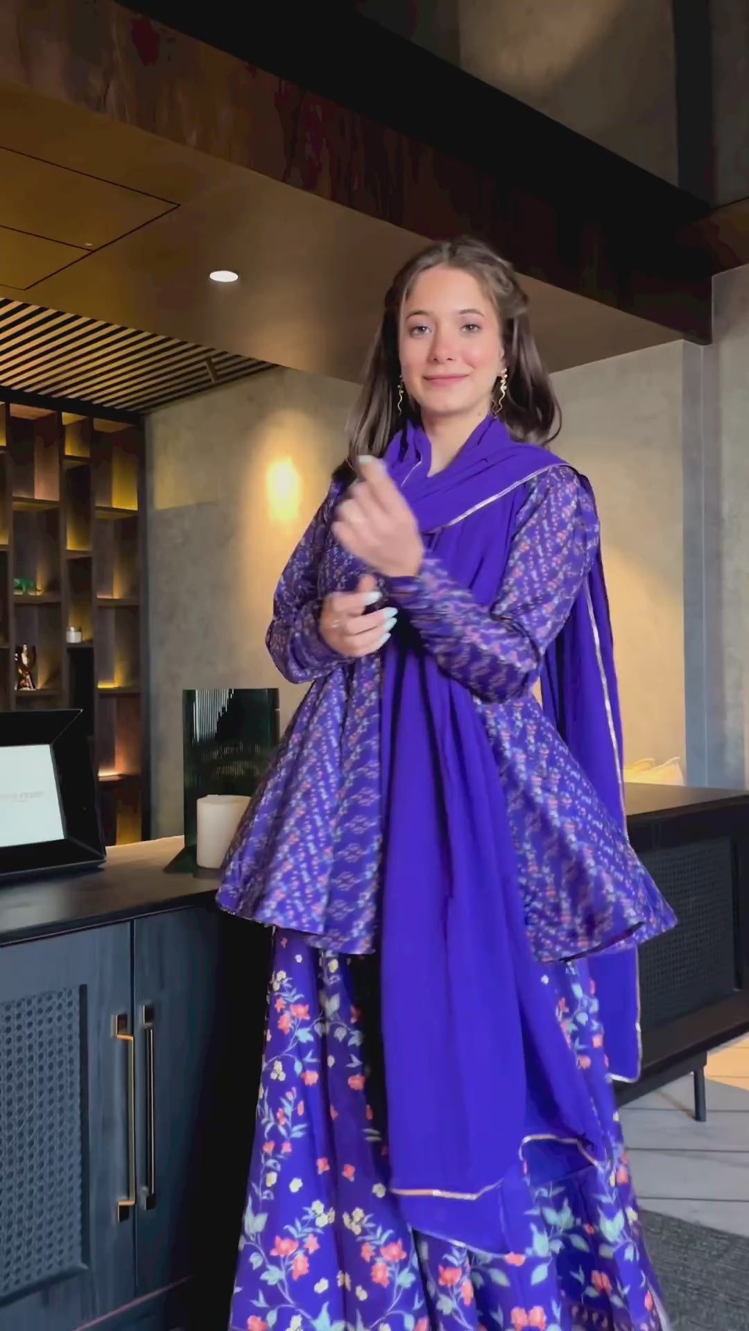Purple Silk Kurta Palazzo Set