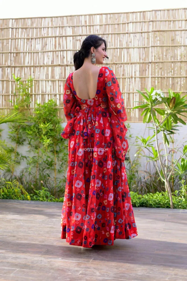 Shop Cocoon sleeve floral print georgette maxi dress | eShakti