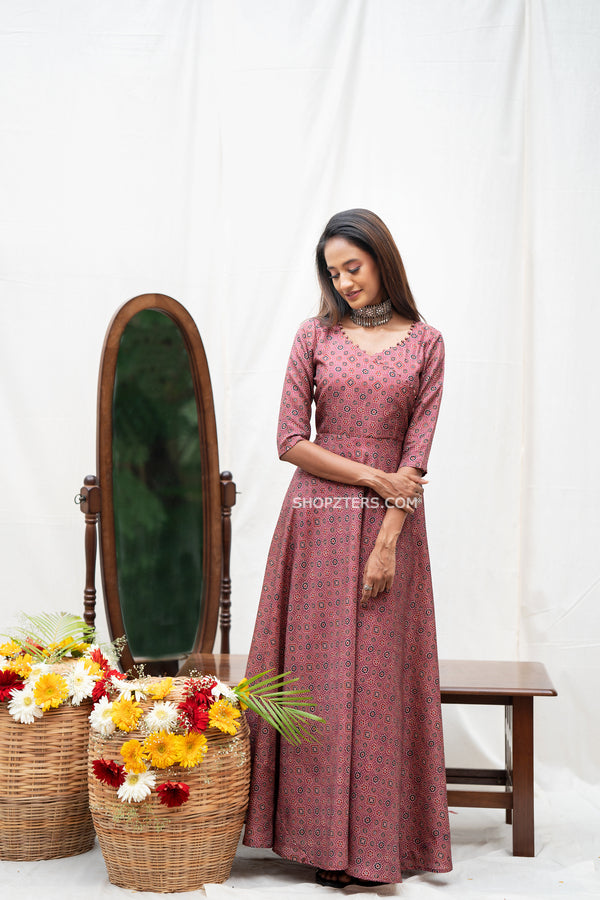 Rust Brown Anarkali Dress