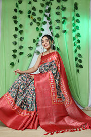 Soft Silk Saree With Ikat Patola Prints