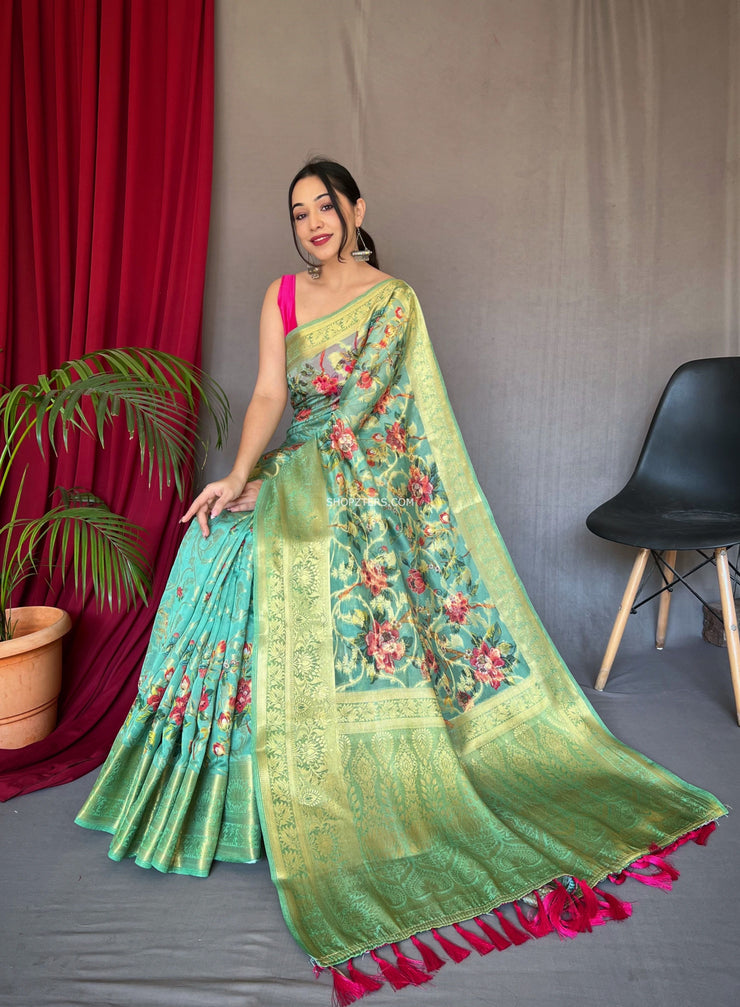 Organza Zari Weaving Saree