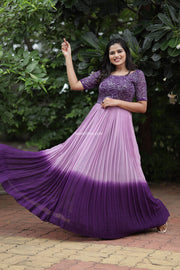 Purple Dual Shade Georgette Maxi Dress