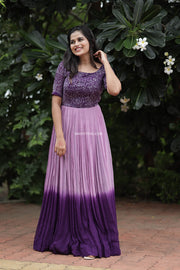 Purple Dual Shade Georgette Maxi Dress