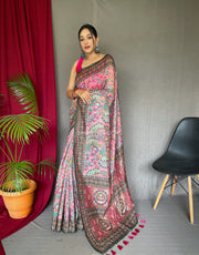 Cotton Saree With Bandhani Kalamkari Prints